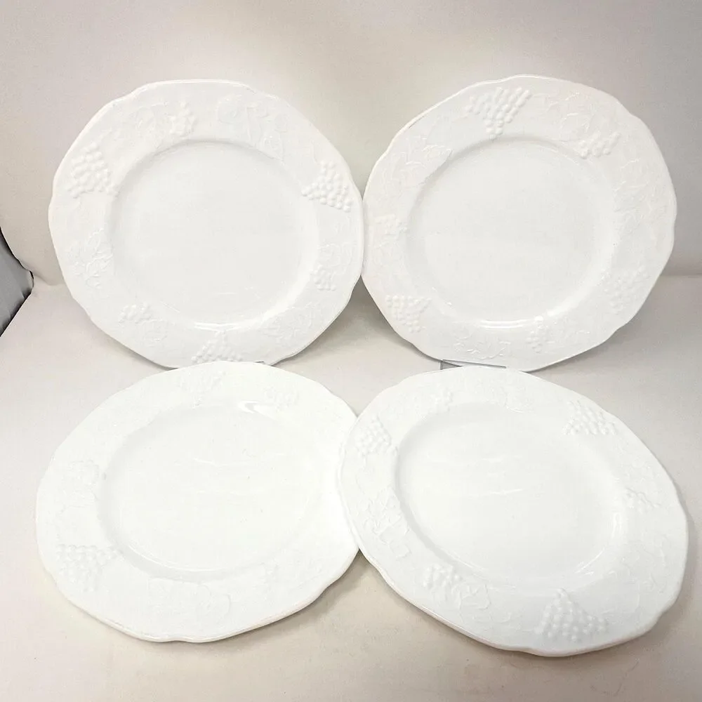 Vintage Indiana Colony Harvest Grape White Milk Glass 14pc Dinnerware Tea Set